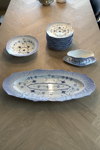 Set Royal Copenhagen Blue Fluted Plain Fish Pattern No 3001, 3002, 3003, 3004 
and 3005