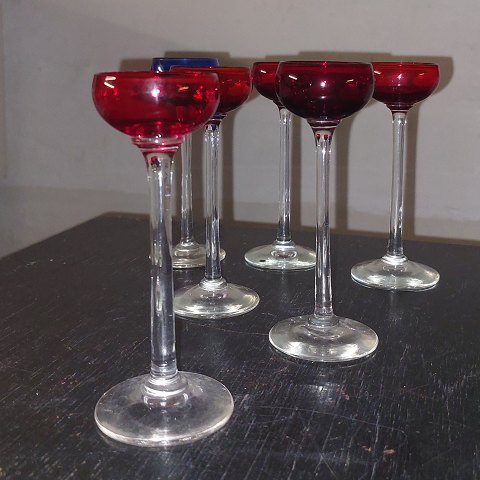 Six tall shot glasses