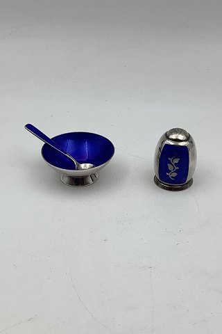 Volmer Bahner Sterling Silver Salt&Pepper set Blue Enamel