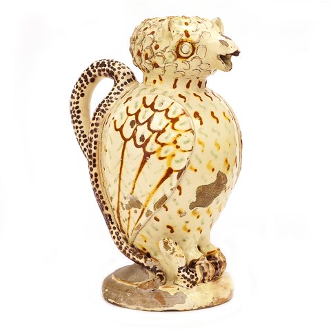 Danish stoneware owl pitcher circa 1880. H: 36cm