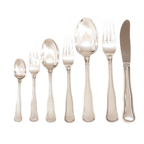 Cohr Old Danish silver cutlery for 12 persons. 84 
pieces