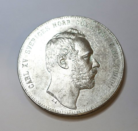 Sweden. Carl XV. Silver 4 Rigsdaler Riksmynt from 1862.