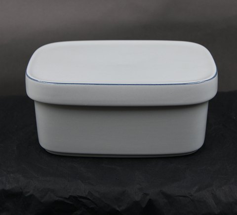 Blåkant fajance porcelæn, smørskål med låg nr. 3094