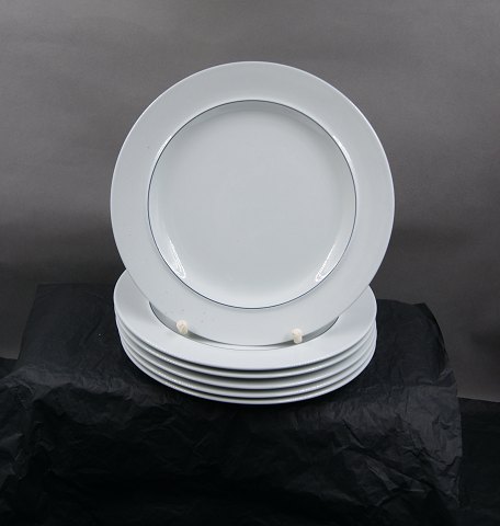 Blue Line Danish faience porcelain by Aluminia. Set of 6 Luncheon plates 21cm
