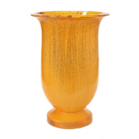 Grosse Steinzeug Vase mit Uranglasur von Kähler, 
Dänemark. Signiert Kähler. H: 44cm