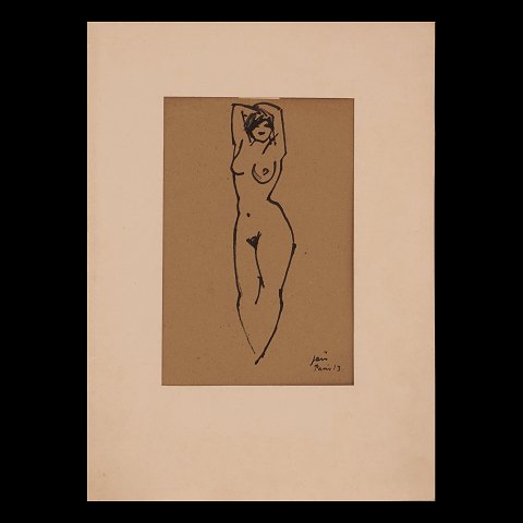 Jais Nielsen, 1885-1961, Zeichnung signiert Jais 
Paris 1913. Lichtmasse: 30x19cm