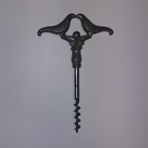 Just Andersen: Figurative dove corkscrew in tin
