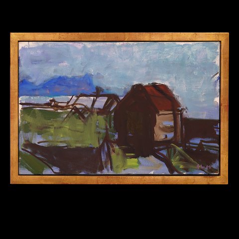 Sven Havsteen-Mikkelsen, 1912-99, oil on canvas. 
Landscape, Faroe Islands. Signed. Visible size: 
39x62cm. With frame: 43x66cm
