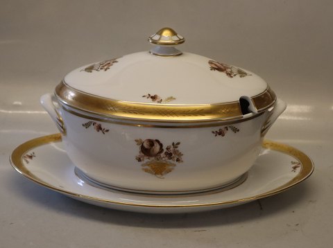 9347-595 Oval lidded Turee 18.5 x 30 cm 
 Golden Basket Royal Copenhagen