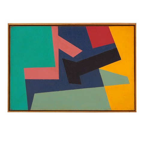 Poul Gadegaard, 1920-92, Öl auf Leinen, 
Komposition, signiert und datiert 1954. 
Lichtmasse: 38x55cm. Mit Rahmen: 40x57cm