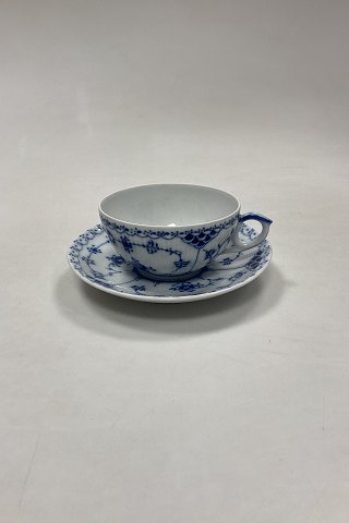 Royal Copenhagen Blue Fluted Half Lace Tea Cup and Saucer No. 525/081