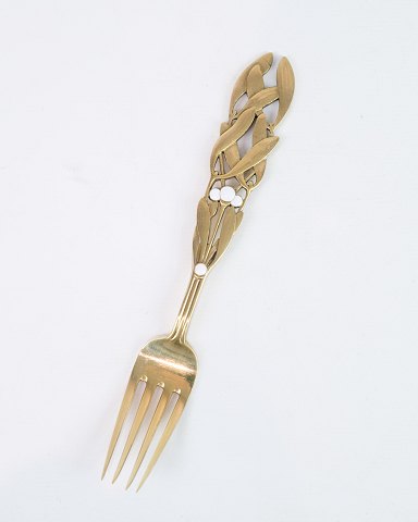 Christmas Fork - Gold Plated Sterling Silver - Mistletoe - Ole Hagen - Anton Michelsen - 1941Great condition