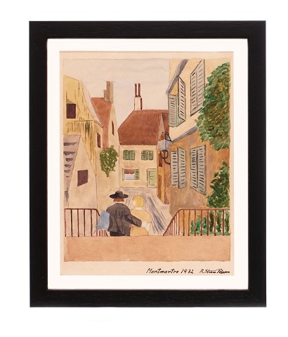 Robert Storm Petersen, 1882-1949, watercolor. 
Signed "Montmartre 1932". Visible size: 26x20cm. 
With frame: 33x27cm