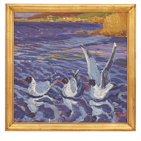 Leif Rydeng fugle maleri. Leif Rydeng, 1913-75, 
olie på lærred. Signeret og dateret 1935. Lysmål: 
62x62cm. Med ramme: 72x72cm