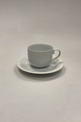 Royal Copenhagen White Magnolia with Embossed Bisque Flowers Coffee cup and 
saucer No. 72/73