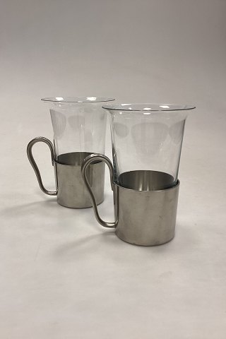 Just Andersen/Holmegaard A pair of Pewter Cups with Glass No. 2504