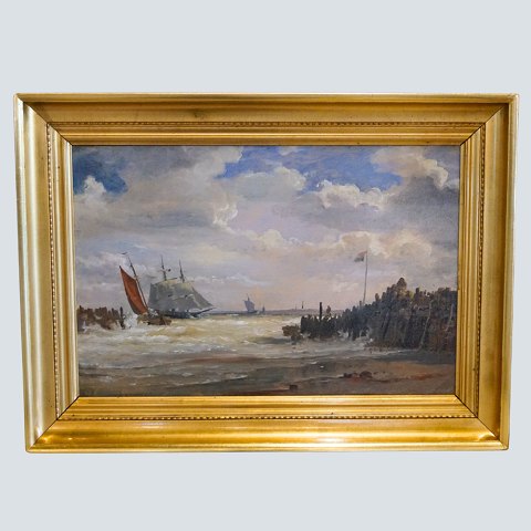 C. F. Sørensen; Marine painting, Holland, 1853