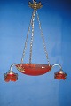 Beautiful lamp, 
glass nice 
color with 
brass. See 
photo. Height  
72cm. Width 
53cm. New el