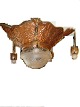 ceiling lamp in 
brass, 
jugenstil year 
around 1920med 
frosted cut 
glass dome in 
the middle and 
...