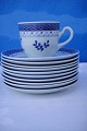 Aluminia / 
Royal 
Copenhagen 
faience, 
Tranquebar 
blue. RC. Lage 
cup & saucer 
nr. 11 /956. 1. 
...