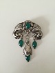 Danish Art Nouveau Brooch with Green Stones by William Fuglede, Copenhagen 
1907-1937