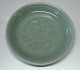 Royal 
Copenhagen 
Stoneware. 
1979-1 RC 
Celadon Glaze 
tray 18 cm with 
lion in relief 
- Signed FG ...