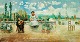 "Spanish 
mountain 
landscape with 
playing couple 
on a ...