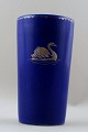 Gefle, Sweden. Gunnar Nylund. Porcelain vase, dark blue with swan in relief.