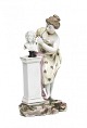 Sjælden Meissen figur af porcelæn, en kvinde modellerer en marmorbuste.