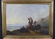 William I Shayer: Rocky coast with seashell gatherers and their baskets. Signed.