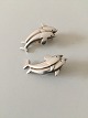 Georg Jensen Sterling Silver Earclips with Dolphins No 129