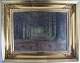 Bugge, Frida (1874-1964) Denmark: A spruce forest - summer - Hellebæk. Oil on canvas. Sign.: F. ...