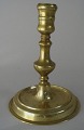 Danish brass 
candlestick, 
19th century 
with round base 
and profiled 
stem. With 
punsling.: Joh. 
...
