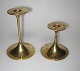 A pair of Torben Ørsted candlesticks in brass with three different shift rods. Round foot and ...