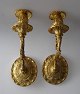 Pair of 
gold-plated 
French bronze 
lamps , 19th 
century. 
Decorated with 
achantus 
leaves. Oval 
...