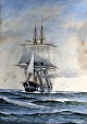 Svaneby, E 
(19th / 20th 
century.) 
Denmark: 
Portrait of 
Frigate 
Jutland. 
Watercolor / 
pastel. 52 ...