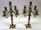Pair of French 
five-armed 
candelabra, c. 
1900. Bur foot 
bronze with 
porcelain 
strain; painted 
...
