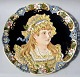 Large German 
earthenware 
dish from c. 
1870 - 1880, 
polychrome 
decoration on 
the 
cream-colored 
...