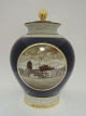 Royal 
Copenhagen. 
Craze Vase with 
lid, Blue. 
Height 41 cm. 
(1 quality).