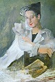 Georg Walter Rössner (1885-1972), portræt af fru Yvonne Santiago. Olie på 
lærred.