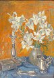 Unknown artist 
(20th 
century.): 
Stillife. Oil 
on canvas. 
Unclear signed. 
65 x 46 cm.