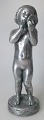 Danish artist (20th century.): Nude girl with a mirror. Cast Aluminum. On the oval base. ...