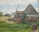 Danish artist 
(19th century): 
View from a 
village with 
children on the 
road. Oil on 
canvas. ...