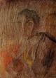 Art deco, portrait of a man, watercolor on paper