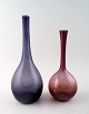 Reijmyre, Swedish 2 art glass vases in blue and violet.
