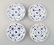 4 Royal Copenhagen Blue fluted cake plates.
Number 1/182.