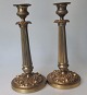 Pair of French 
candlesticks in 
brass / bronze, 
ormelue, 19th 
century. Foot 
with rococo ...