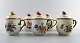 7 custard cups, Saxon flower style, hand-painted.