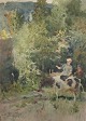 Wolf, Georg 
(1882 - 1965) 
Germany: Two 
people and a 
cow in a 
mountain 
landscape. 
Watercolor. ...