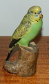 Aluminia figure of green budgerigar in ceramics by Jean Grut